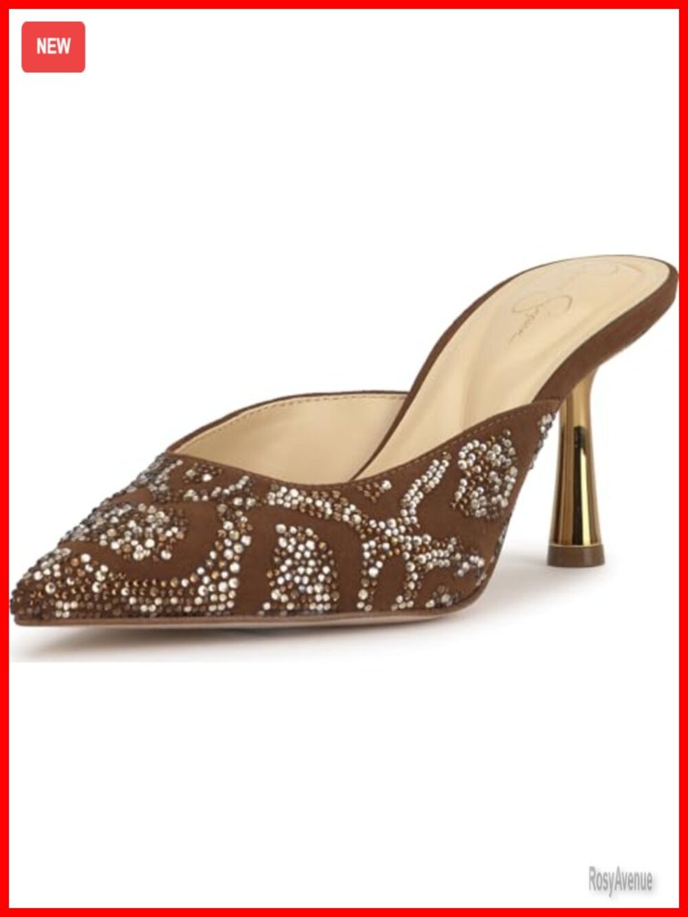 Faux Leather Pointed Toe High Heel Mule Party Evening Shoe
